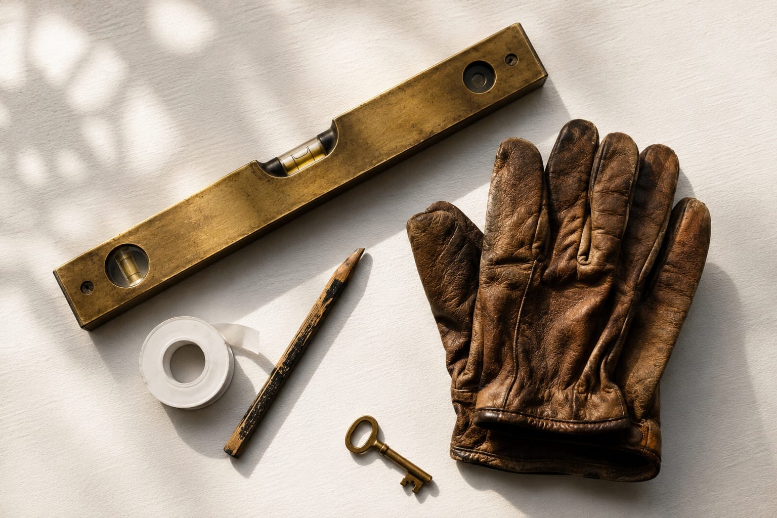 Tools laid out on a workbench